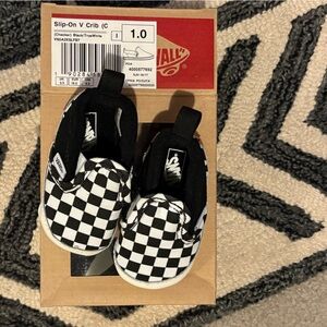 Vans Black and White Checkered Baby Slip-Ons